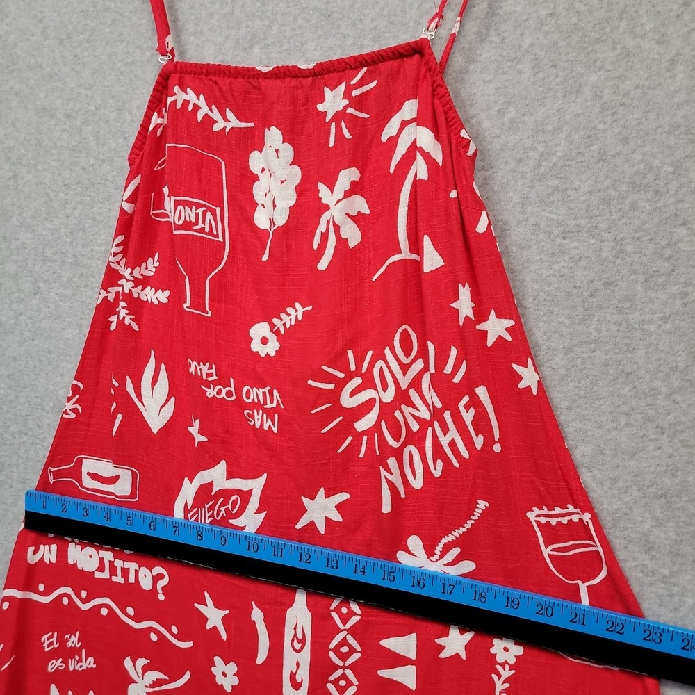 NEW Paper Heart Anthropologie Linen Strappy Maxi Dress M Fuego Red Beachy Resort - Picture 10 of 15